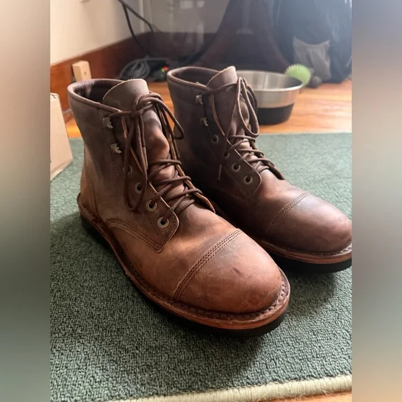 Jim Green Men's Brown Leather Boots Frog Grip Sole - Picture 2 of 5